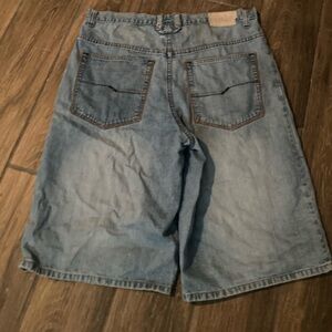 Light wash denim jorts